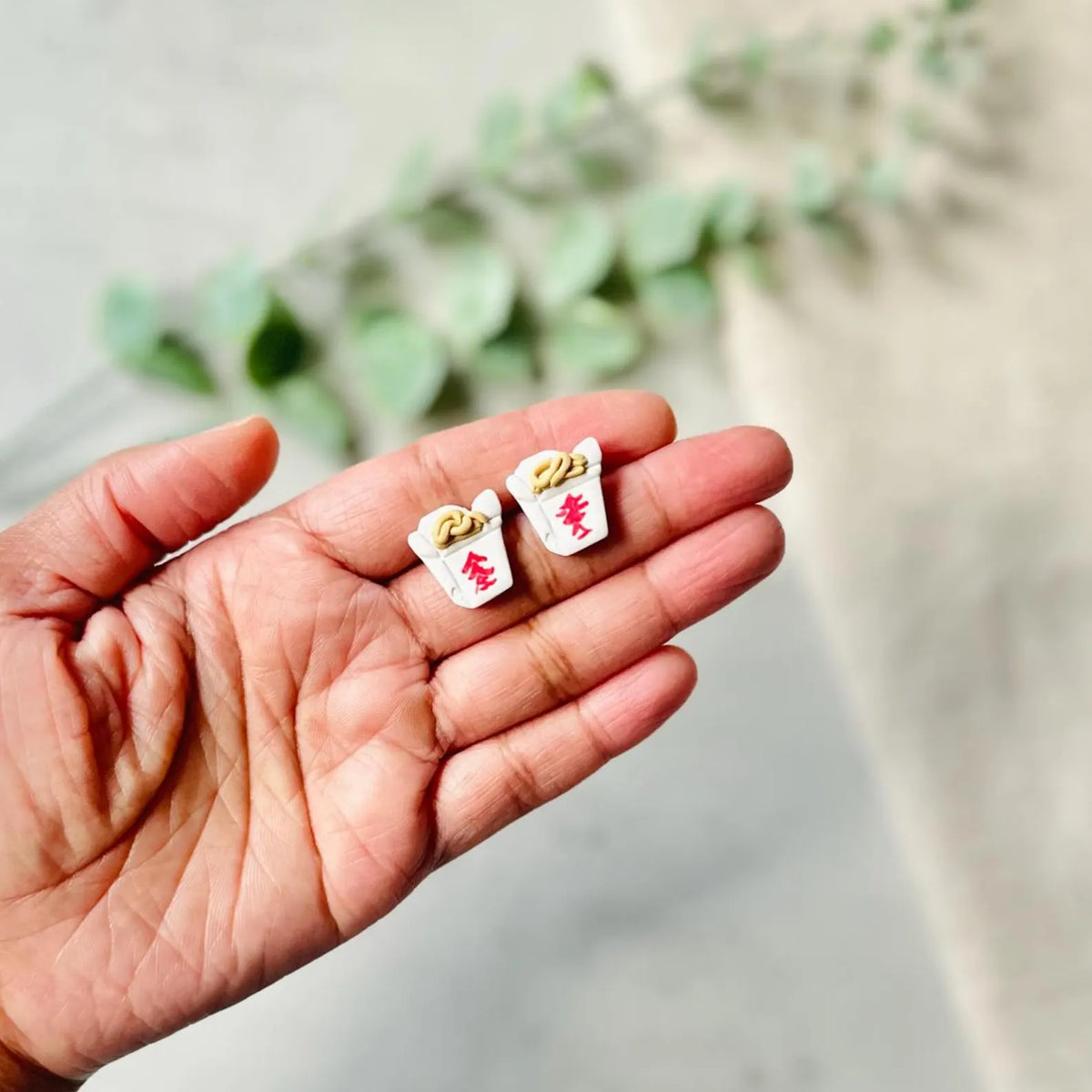 Chinese Takeout Box Stud Earrings