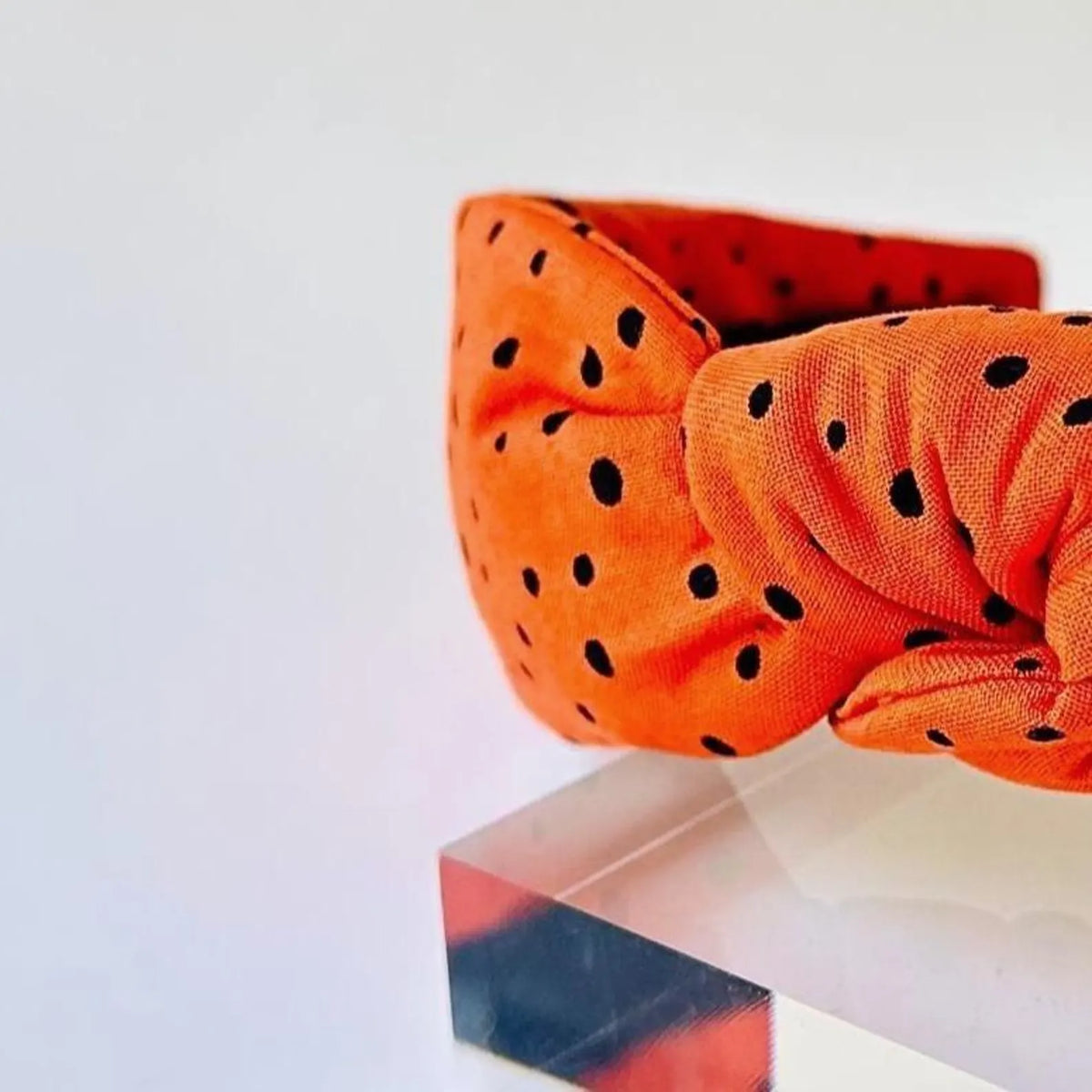 Orange Black Dot Top Knot Headband