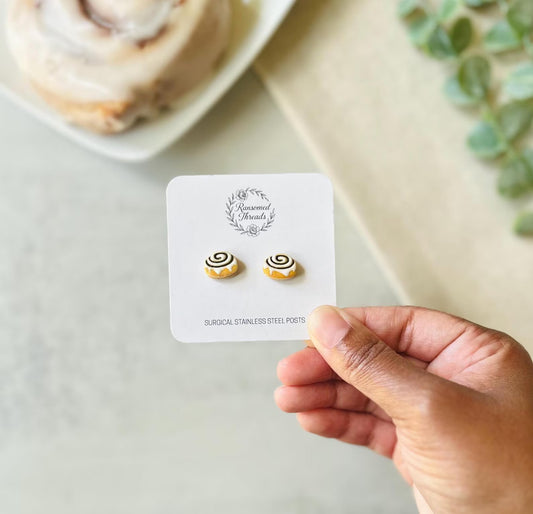 Cinnamon Roll Stud Earrings