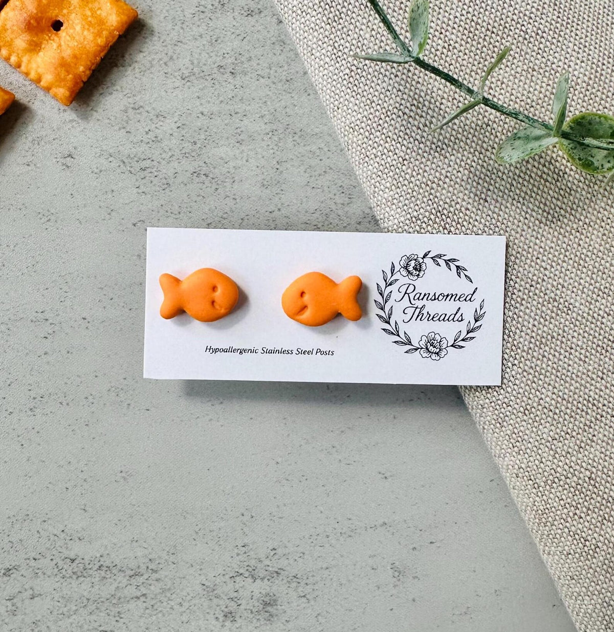 Cheese Cracker Stud Earrings