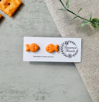 Cheese Cracker Stud Earrings