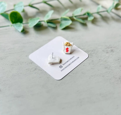 Chinese Takeout Box Stud Earrings