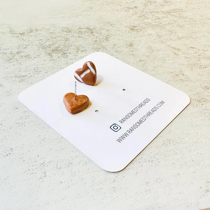 Football Heart Stud Earrings