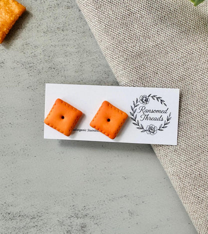 Cheese Cracker Stud Earrings