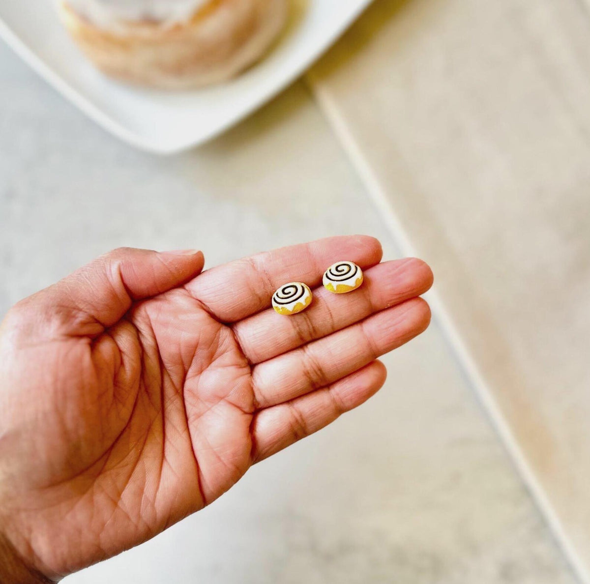 Cinnamon Roll Stud Earrings