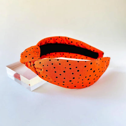 Orange Black Dot Top Knot Headband