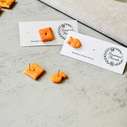 Cheese Cracker Stud Earrings